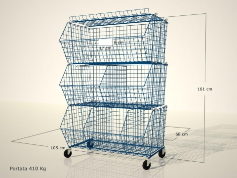 wire containers on wheels